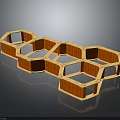 Wooden Hexagonal Modular Structure With Interlocking Geometric Design For Decorative 3d model