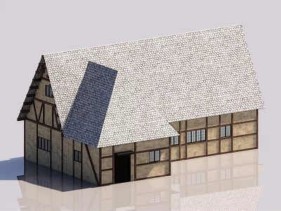 Traditional Timber Framed House Exterior With Tiled Roof And Classic Architecture Design 3d model