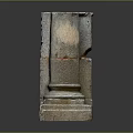 Ancient Stone Column with Worn Texture and Intricate Base Structure Design 3d model