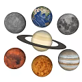 Colorful Solar System Planets Including Saturn With Rings Earth And Jupiter