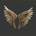 Realistic Mythical Creature Wings With White Brown Feathers And Reflective Surface 3d model