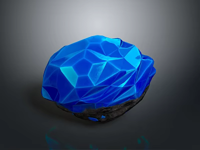 Blue Polygonal Wood Stone Decorative Piece With Dark Base And Modern Design 3d model
