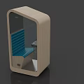 Modern Public Soundproof Booth With Wooden Design Transparent Glass And Blue Seating