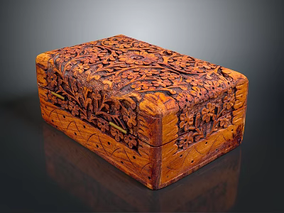 Exquisite Hand Carved Wooden Box For Storing Clothing Accessories And Jewelry 3d model