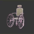 Vintage Wheelchair With Wooden Seat And Metal Frame On Reflective Surface