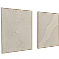 Modern Abstract Wall Art With Textured Wavy Lines And Gold Frames 3d model