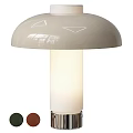 Dome Shaped White Table Lamp With Cylindrical Body Chrome Base And Green Brown Color Options