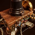 Vintage Telephone With Classic Design Wooden Handle Rotary Dial And Mechanical Components