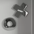 Contemporary X Shaped Mirror With KAWS Lettering And Round Decorative Mirror Piece