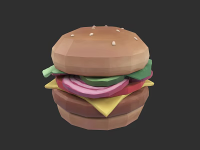 Tasty Homemade Burger With Fresh Lettuce Red Onion Tomato Cheese And Beef Patty 3d model