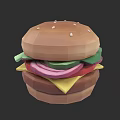 Tasty Homemade Burger With Fresh Lettuce Red Onion Tomato Cheese And Beef Patty