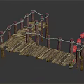 Weathered Wooden Dock With Weathered Planks Wooden Posts Ropes And Red Buoys