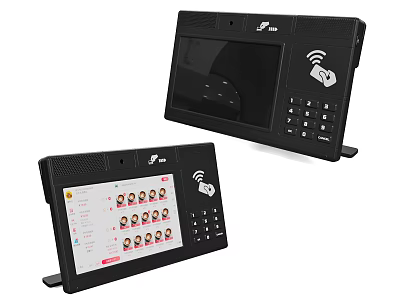 Dual Commercial Equipment Units with Screen Keypad WiFi Connectivity and Avatar Display Interface 3d model