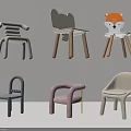 Various Colorful Children's Chairs With Animal Shaped Backs And Wooden Legs Design