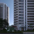 Modern High Rise Residential Building Exterior With Windows Balconies And Greenery