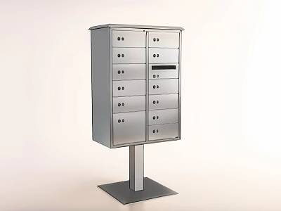 Silver Standing File Cabinet With Multiple Lockable Drawers And Metal Stand 3d model