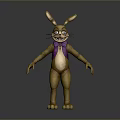 3D Rabbit Character With Yellow Body Purple Bow Tie And Standing Pose
