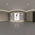 Modern Public Office Space Lobby With Marble Wall Large Screen Bookshelves And Sleek Floor