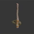 Handcrafted Wooden Decorative Pole With Rope Wrapped Base And Natural Texture