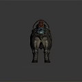 Heavy Armored Mythical Creature Mount With Leather Saddle Sharp Tusks And Metal Plates