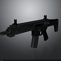 Modern Black Tactical Rifle Featuring Dual Scope Mounts Magazine And Military Design