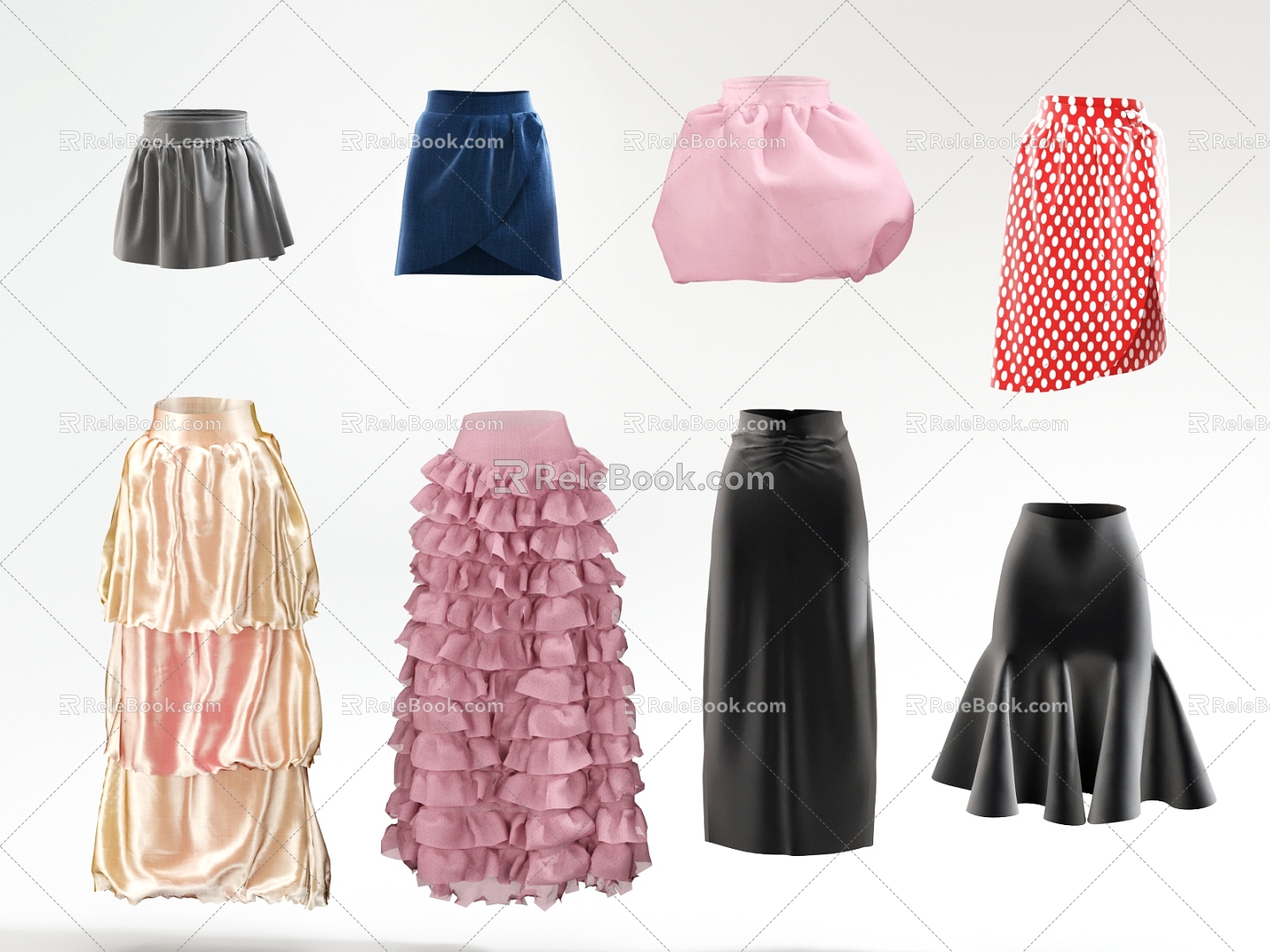 Modern Skirt Pleated Skirt Hip Skirt Jk Skirt Long Skirt Short Skirt Puffy Skirt Clothes Bottles 3d model