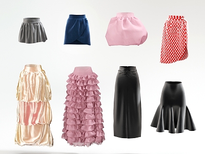 Modern Skirt Pleated Skirt Hip Skirt Jk Skirt Long Skirt Short Skirt Puffy Skirt Clothes Bottles 3d model