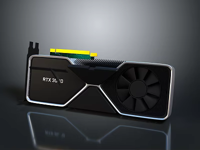 RTX 5010 Graphics Card With Black Case And Cooling Fan Design 3d model