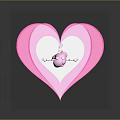 3D Game Movie Character With Pink Hair Cat Ears Standing On Heart Platform Arms Outstretched