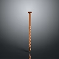 Copper Colored Threaded Screw With Pointed Tip And Reflective Surface On Grey Background