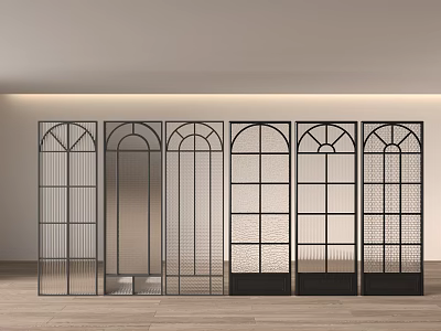 Modern Metal Room Dividers With Arched Grid And Geometric Patterns Design 3d model