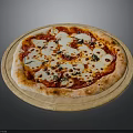 Freshly Baked Margherita Pizza with Tomato Sauce Mozzarella and Basil on Wooden Board