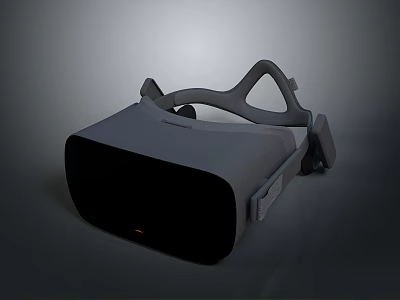 VR Headset With Gray Frame Adjustable Headband And Black Display Screen 3d model