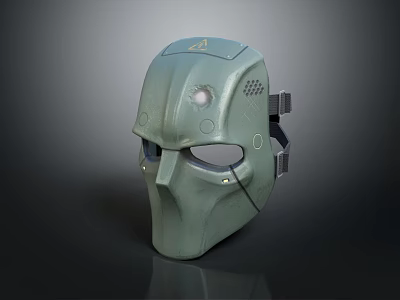 Futuristic Green Tech Protective Mask With Structured Design Front Vents And Light 3d model