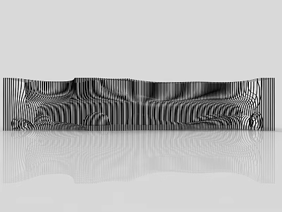 Modern Leisure Chair With Stylish Wave Striped Design And Sleek Reflective Surface 3d model
