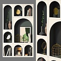 Storage Cabinet Decorative Cabinet Storage Cabinet Bookcase Display Cabinet Jewelry Books Book Decoration Combination Vase Flower Decorative Painting Arch Bookcase 3d model