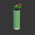 Insulated Stainless Steel Water Bottle With Blue Lid And Colorful Green Yellow Pattern