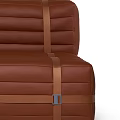 Stylish Brown Leather Single Sofa With Straps Design And Matching Ottoman 3d model