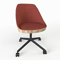 Office Chairs Upholstered In Multiple Colors With Wooden Details And Wheeled Base