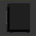 Sleek Black Upright Electronic Appliance Featuring Glass Door And Handle Design