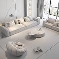 Modern sofa coffee table combination home 3d model