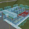 Aerial Planning of Police Station Exterior with White Blue Facade Police Signage and Security Gate
