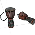 Musical Instruments Old Handmade Drums 3d model