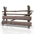 Rustic Wooden Fence Structure With Natural Logs And Planks For Garden