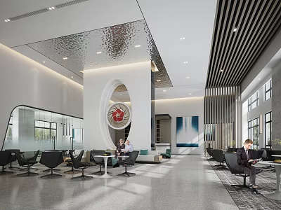 Modern Sales Office Interior With Spacious Layout And Elegant Lighting Design 3d model