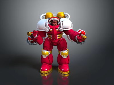 Game And Movie Character Red And Gold Armored Mech Warrior With White Shoulder Armor 3d model