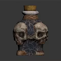 Decorative Multi Skull Shaped Bottle With Wooden Stopper And Twine Wrapping