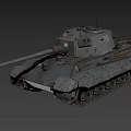 Military Vintage Tank With Long Cannon Tracks And Heavy Metal Armor Design 3d model