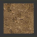 Intricate Golden Coral Like Structure With Flying Elements Gray Background And Reflective Base