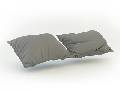Two Gray Soft Pillows With Simple Fabric And White Background 3d model